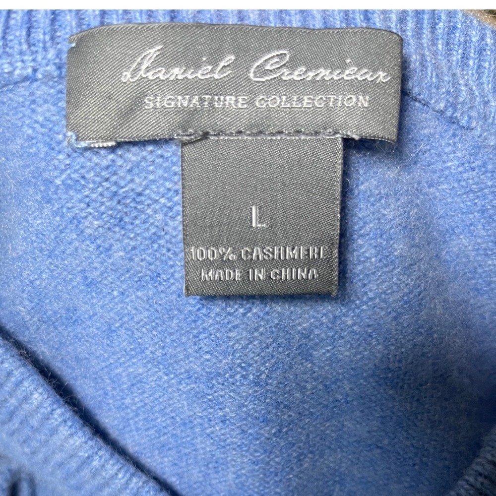 Luxury‎ Cashmere V Neck Sweater Blue Daniel Cremieux Men's L - Picture 4 of 8